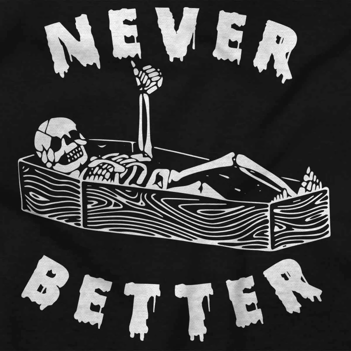 Детское боди для мальчиков с принтом Funny Skeleton Thumbs Up Never Better Brisco Brands, Black — фото 2