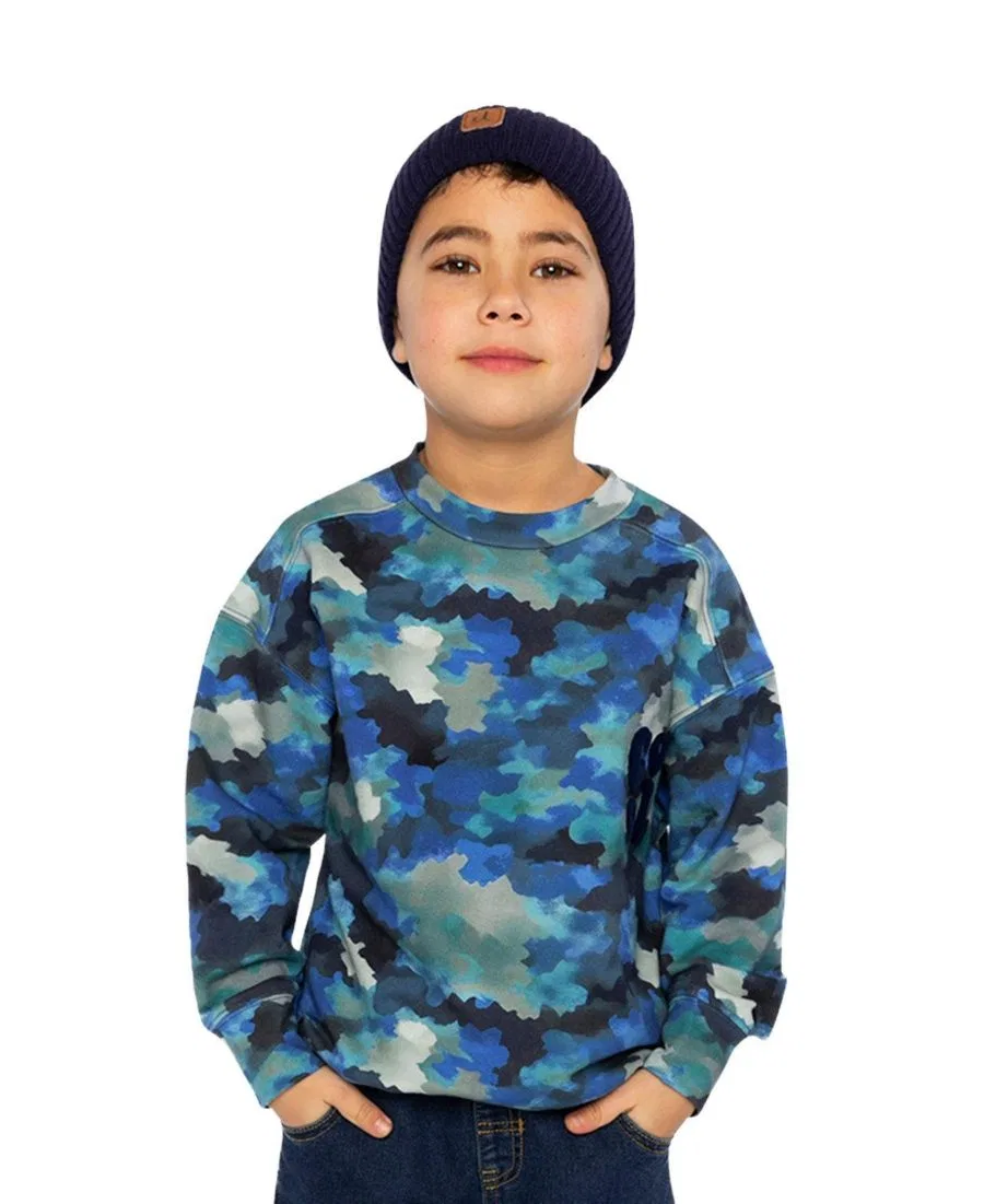 Свитшот из футера с принтом COOL Deux par Deux, Blue And Grey Camouflage — фото 2