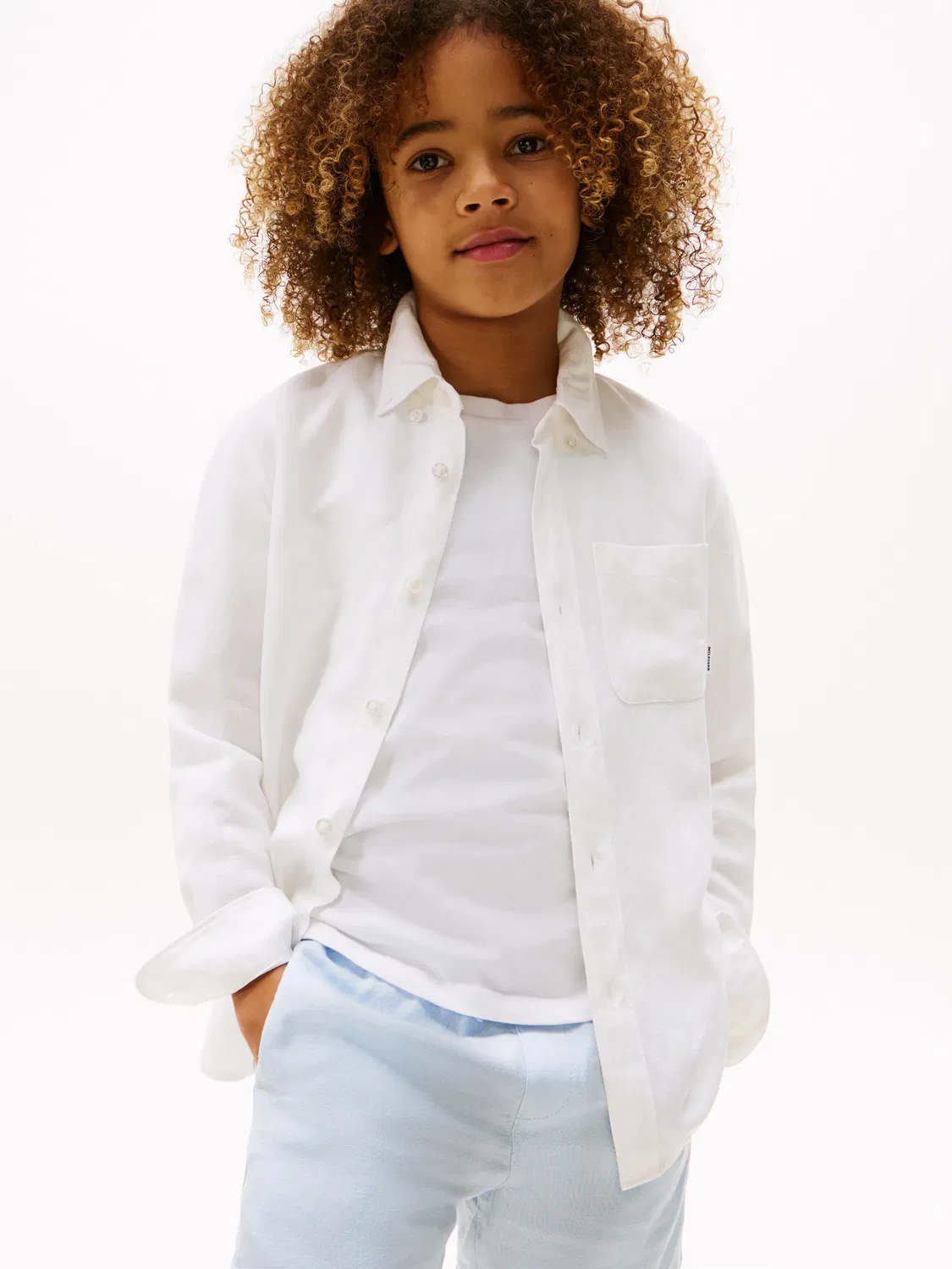 Детская рубашка для мальчиков льняная Tommy Hilfiger, Blanco