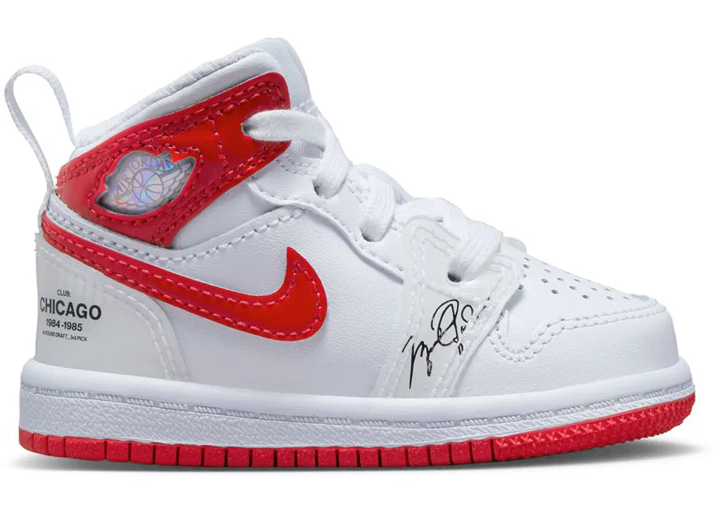 Детские кроссовки с модельным номером DR6497-116 Jordan 1 Mid Rookie Season Jordan, White University Red