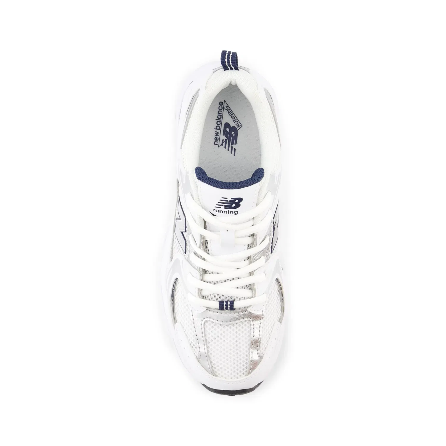 Детские кроссовки с шнуровкой 530 Lace New Balance, White With Natural Indigo And Silver Metallic — фото 4