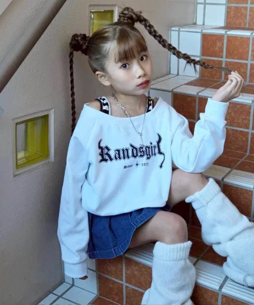 Детский свитшот с принтом офф-шолдер, модель Layered RandS/R, Black — фото 3