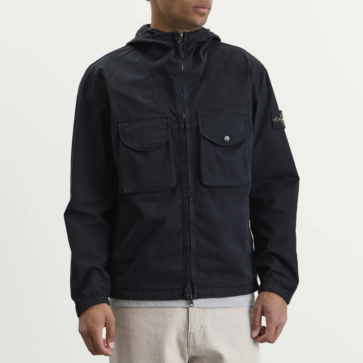 Куртка с капюшоном из органического хлопкового твила Organic Cotton Twill Hooded Jacket Stone Island, Navy Blue — фото 2