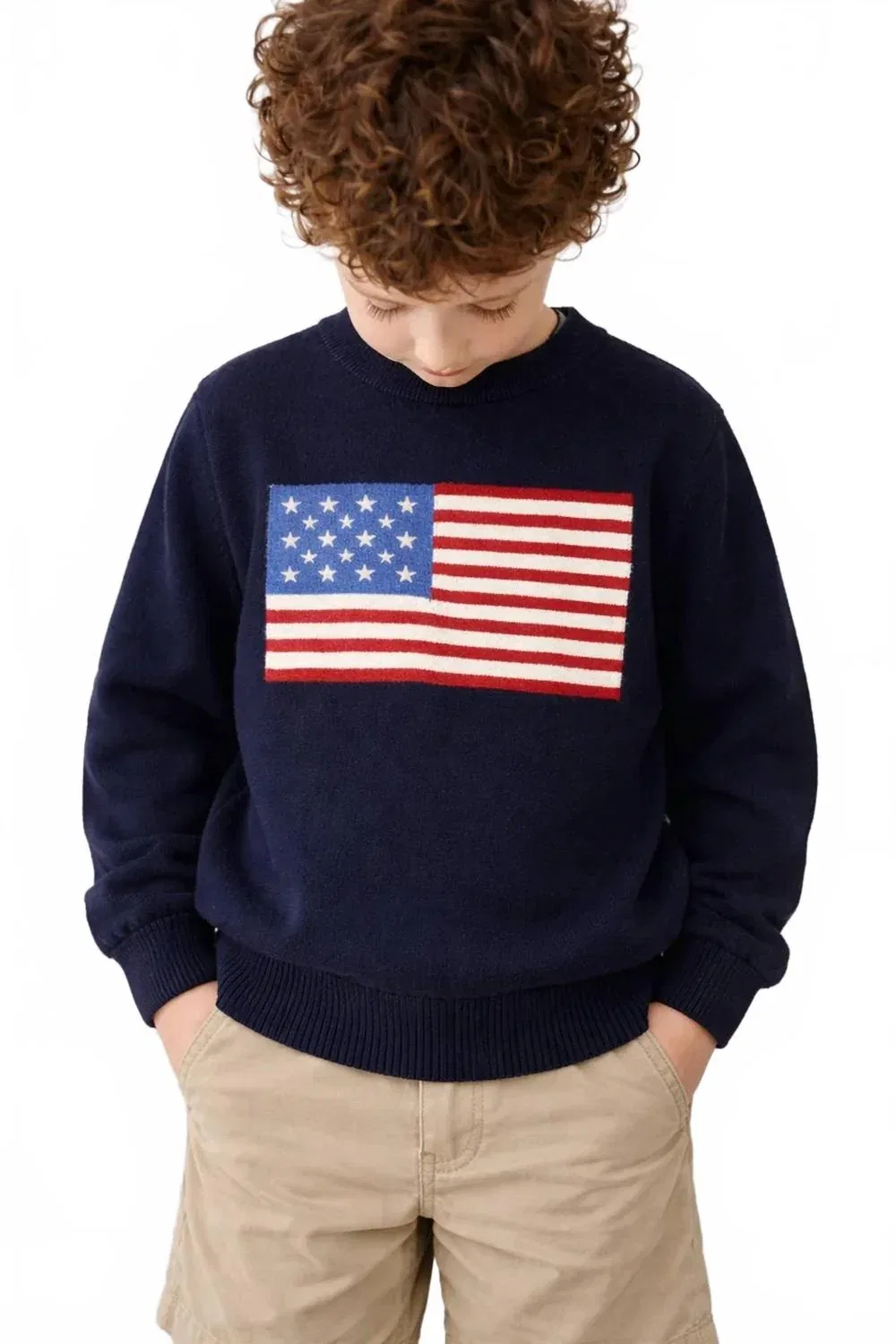 Детский свитер с принтом флага США Usa Sweater ME & HENRY, темно-синий