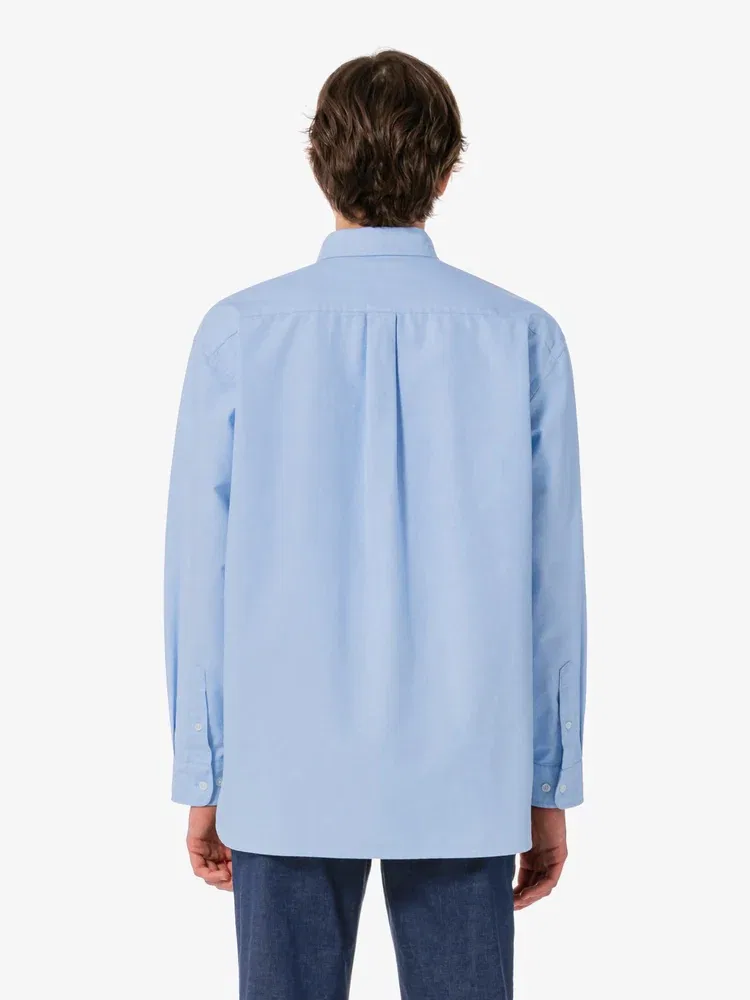 Рубашка длиннорукавная хлопковая Oxford Relaxed Fit LACOSTE, Light Blue — фото 3