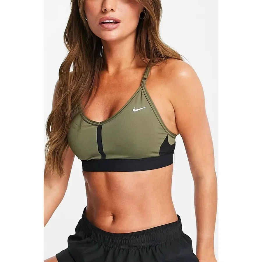 Спортивный бюстгальтер с V-образным вырезом и поддержкой Nike Indy Dri-FIT, Хаки