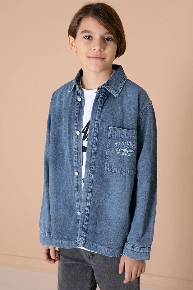 Детский комплект рубашки и футболки для мальчиков Cansın Mini, Navy Blue