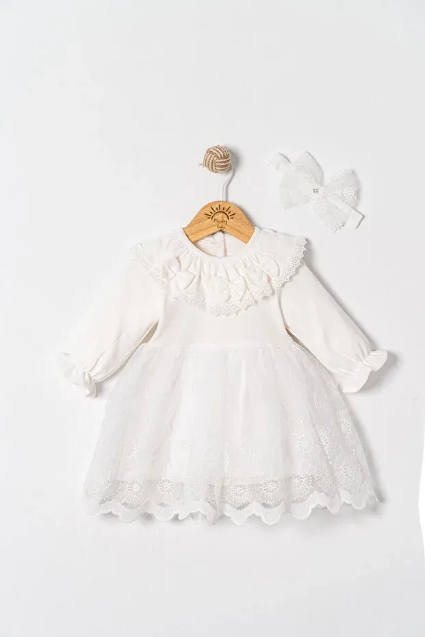 Детское платье для девочек кружевное Miniday Baby, Ecru — фото 2