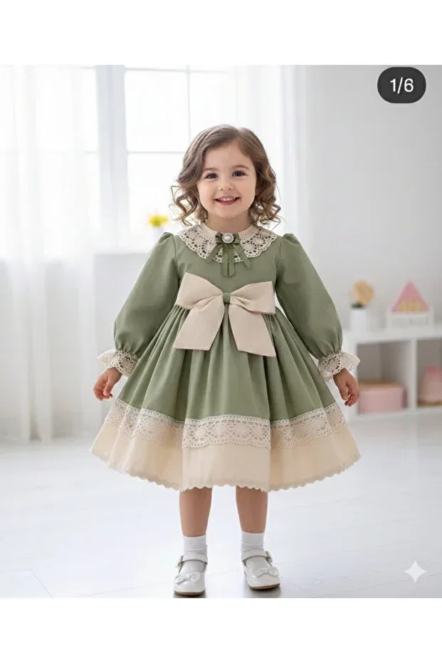 Детское платье для девочек кружевное Prenses Tasarım Atolyesi, Khaki
