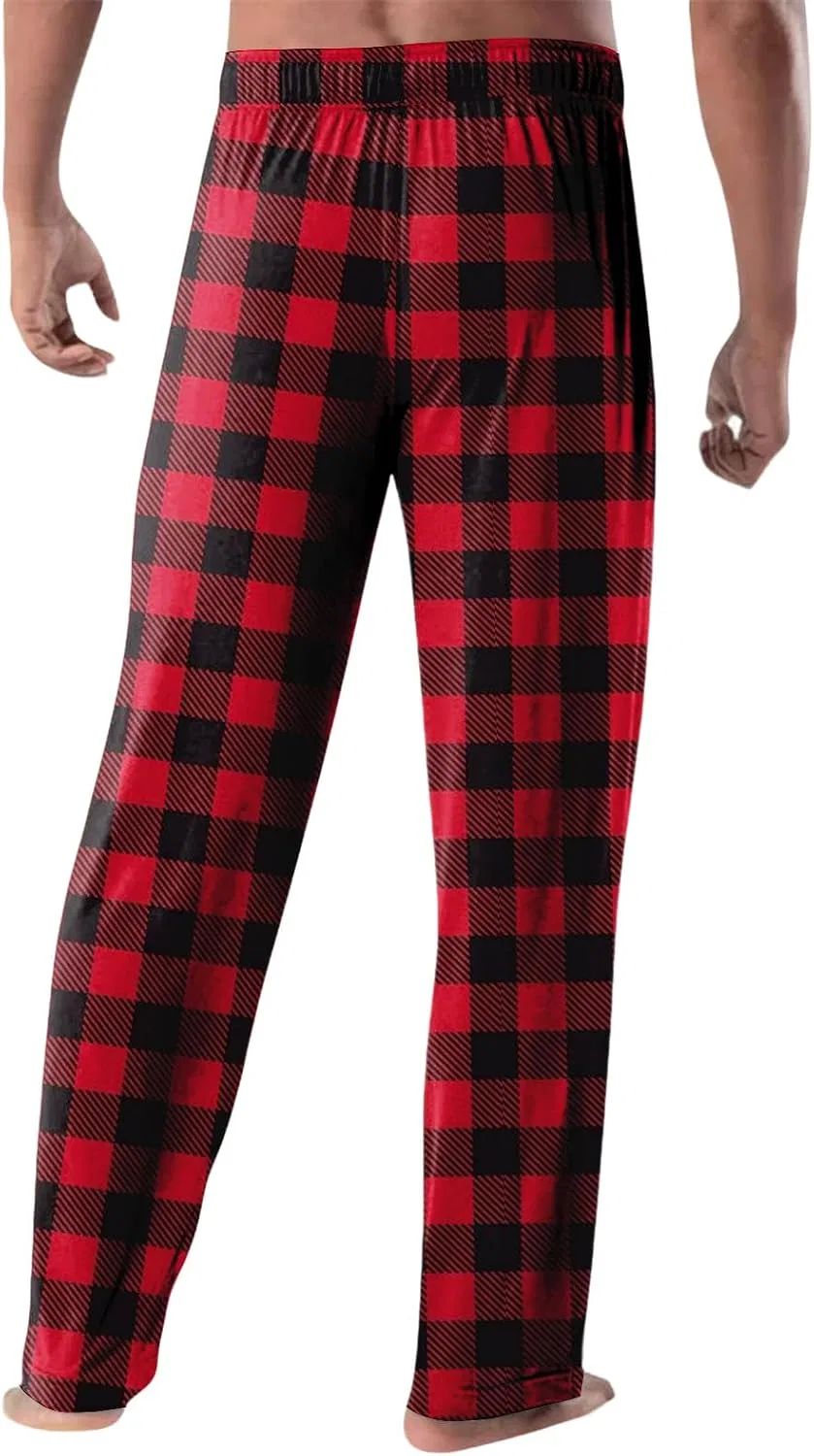 Мужские пижамные штаны с принтом Buffalo Plaid, красный — фото 2