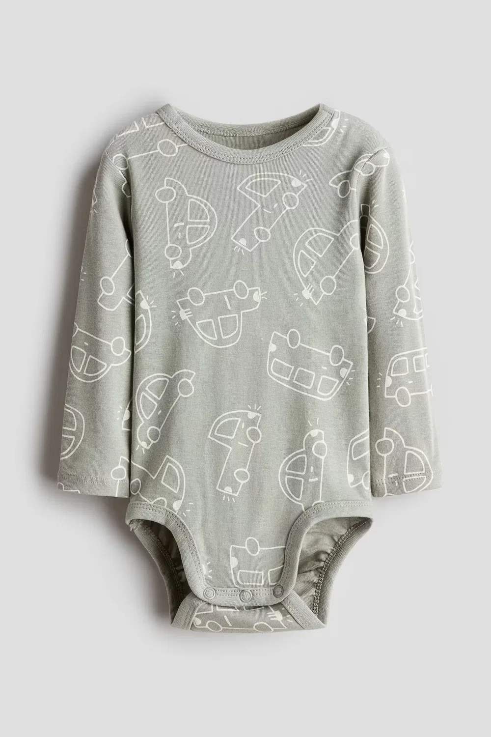 Боди из хлопка с принтом H&M, Helles Khakigrün/Autos