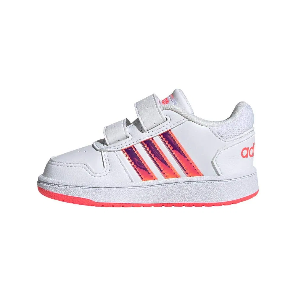 Детские кроссовки для мальчиков с липучками Hoops 2.0 Cmf I Adidas, Ftwr White Ftwr White Signal Pink — фото 4