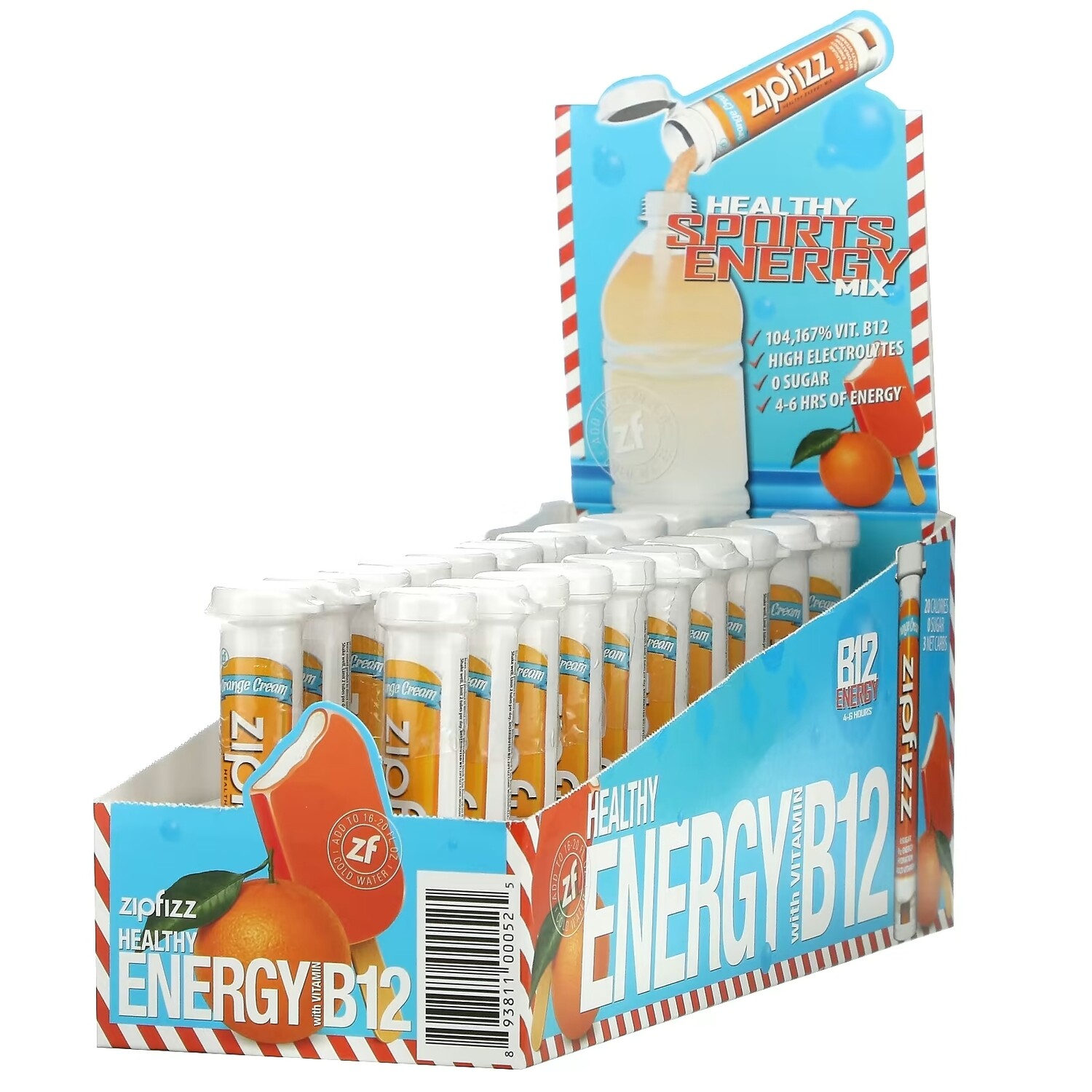 

Энергетическая Смесь с Витамином B12 Zipfizz, апельсиновый, 20 тюбиков по 11 г