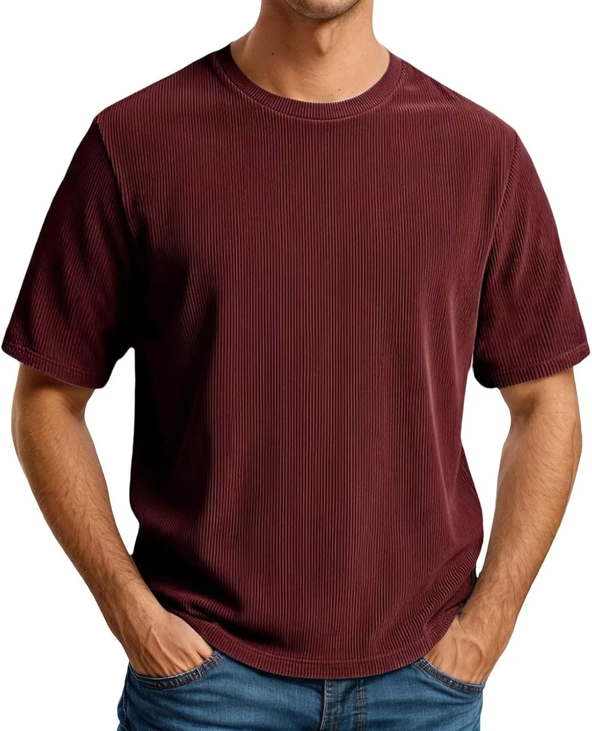 Мужская футболка с воротником-стойкой Corduroy Crewneck Tee, Brick Red