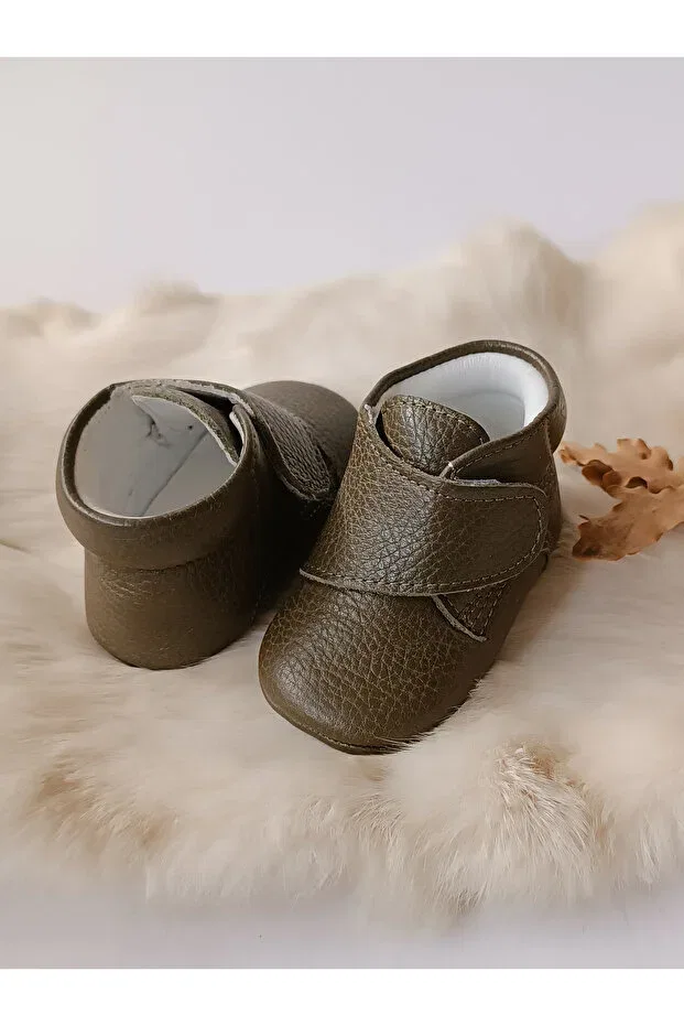 Детские ботиночки для девочек с липучкой Hodore, Khaki Green — фото 2