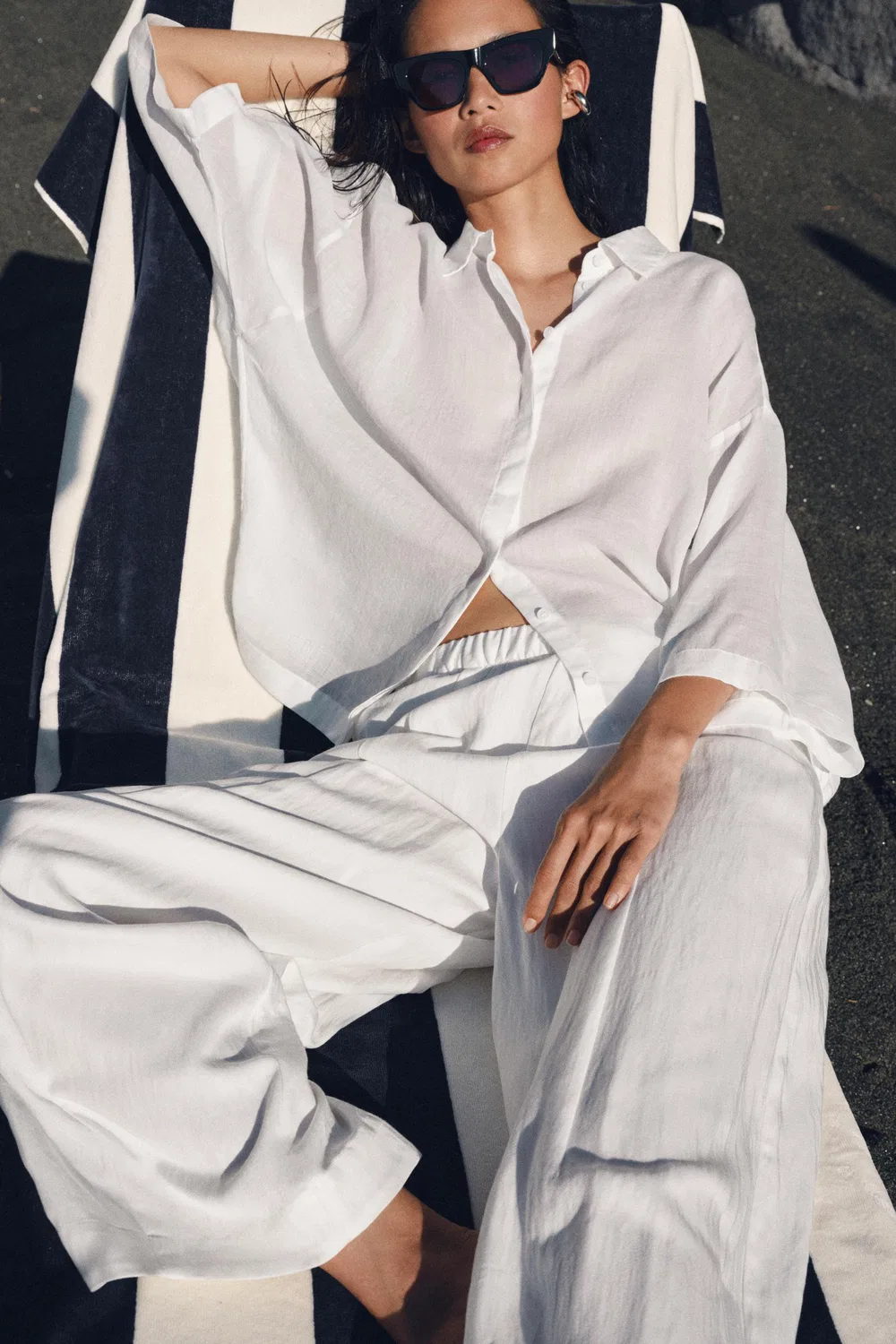 Свободная струящаяся рубашка из коллекции ZW ZARA, White — фото 3