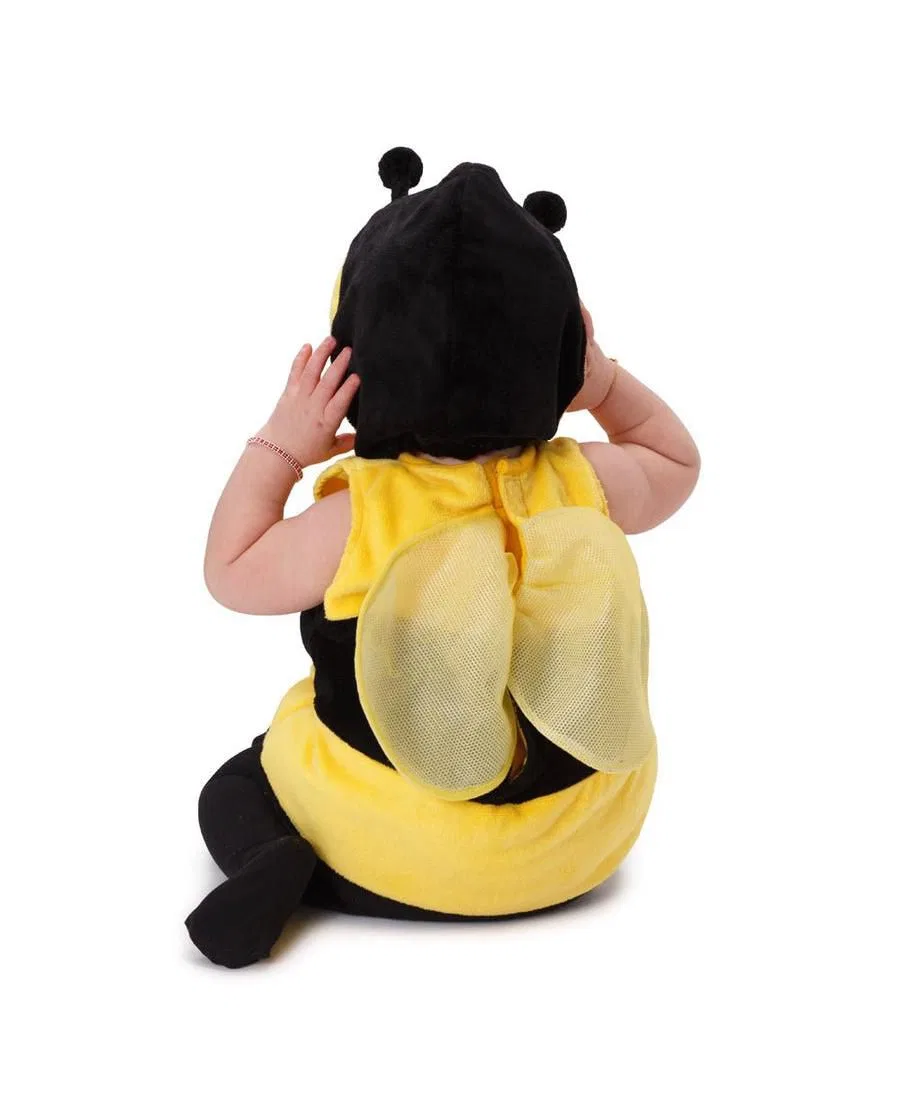 Костюм пчелки с капюшоном и крыльями, модель Fuzzy Bee Hooded Tunic Costume Dress Up America, Black & Yellow — фото 3