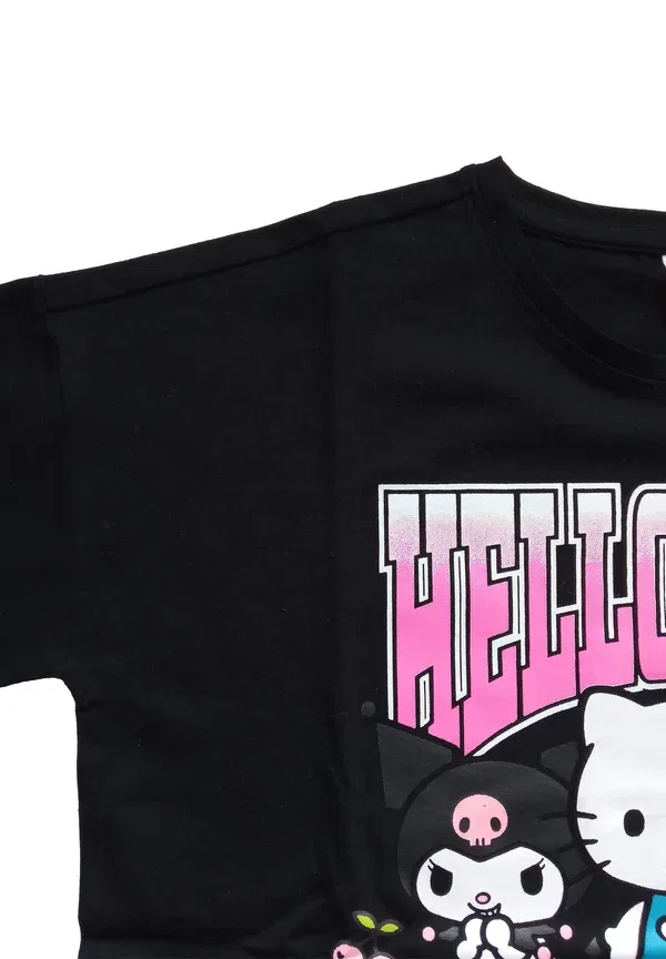 Футболка друзья рубашка oberteil kurzarmlig - футболка с принтом Hello Kitty, черный — фото 4