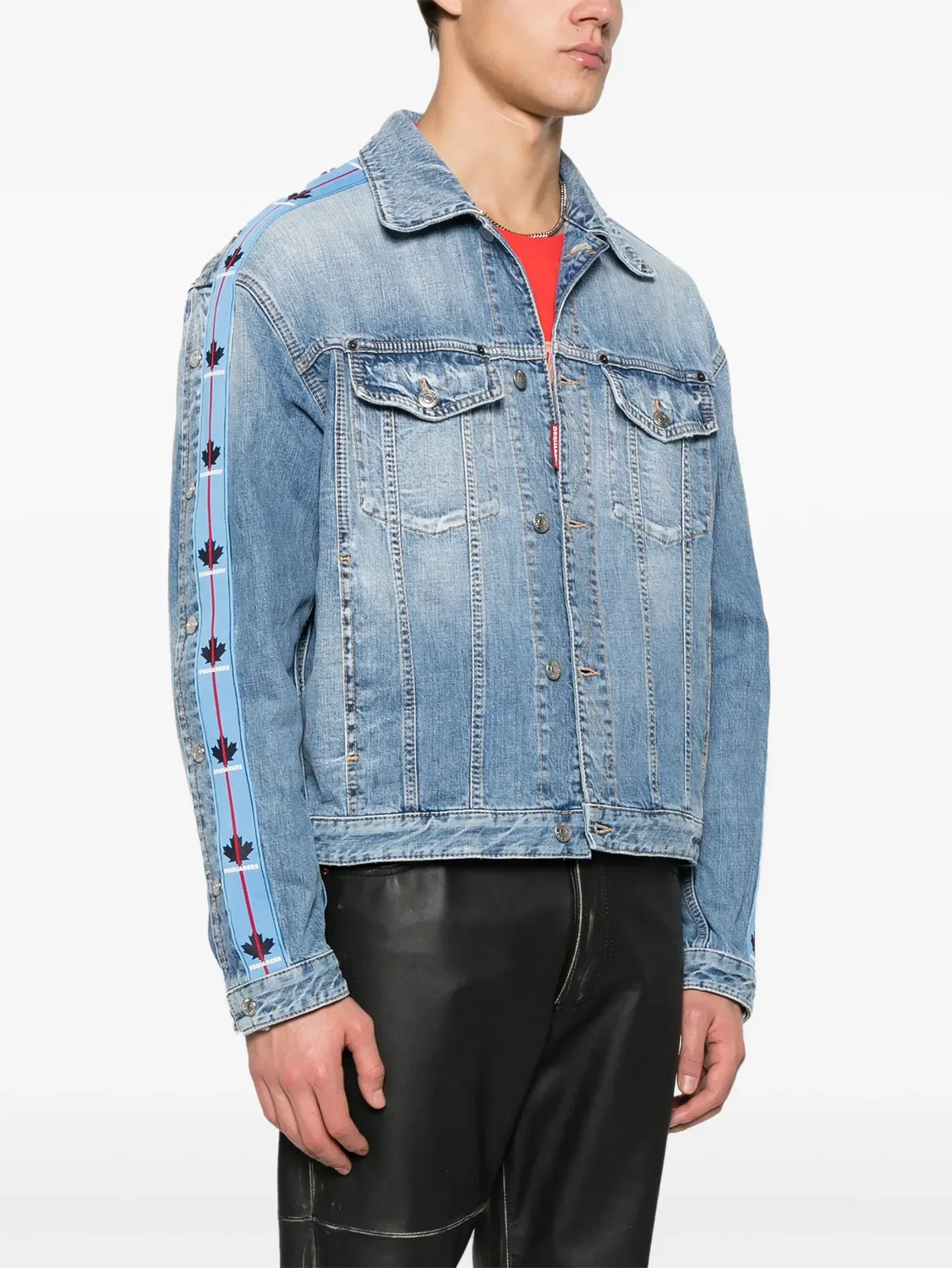 Джинсовая куртка с логотипами DSQUARED2, синий — фото 2