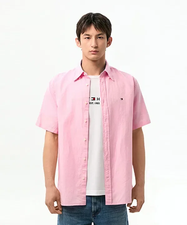 Рубашка с коротким рукавом, современный крой, Tommy Hilfiger, синий