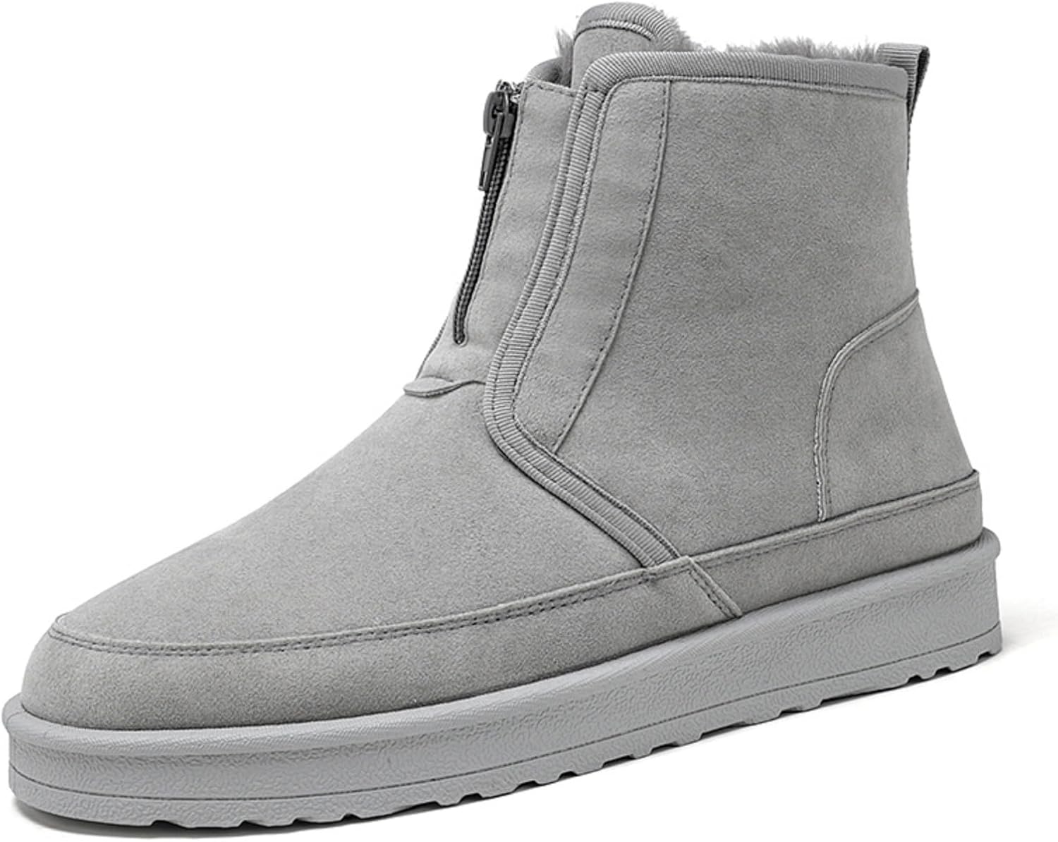 

Мужские зимние ботинки Khwfjas с утеплителем и меховой подкладкой, ботинки на молнии с противоскользящей подошвой, идеальны для холодной погоды, серый