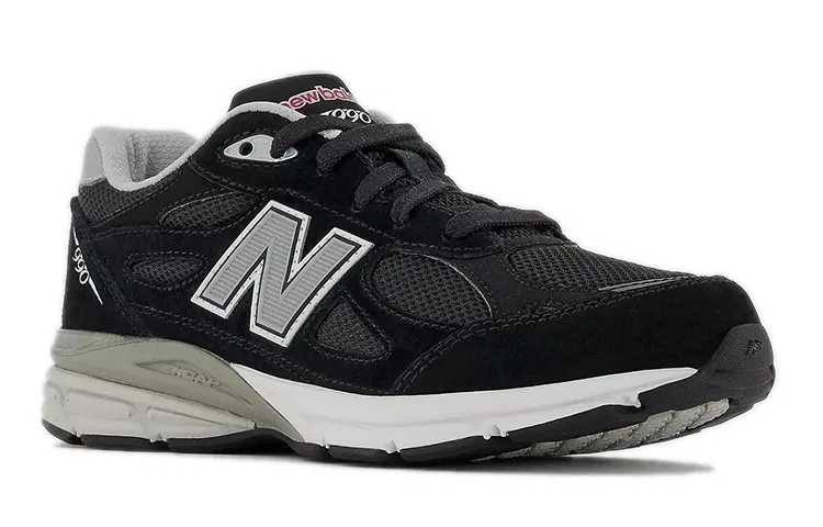 Детские кроссовки с кожаным верхом New Balance 990v3 Black GS, Wide — фото 4