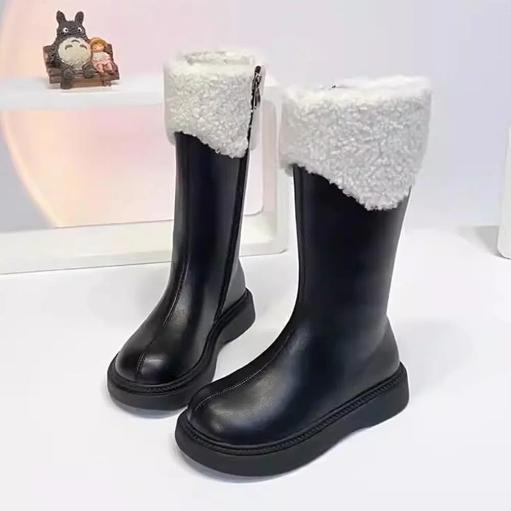 Детские сапоги для девочек с боковой молнией BININBOX, Black — фото 3