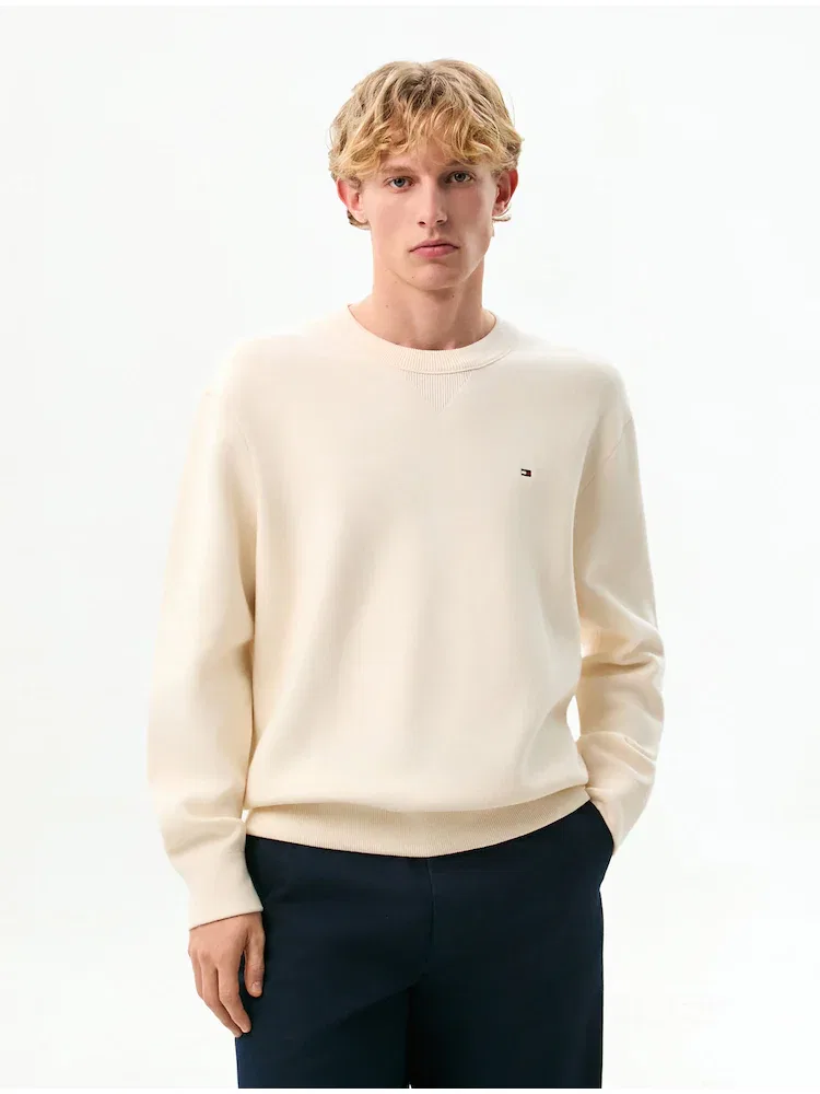 Свитер из хлопка с модалом TOMMY HILFIGER, Ivory