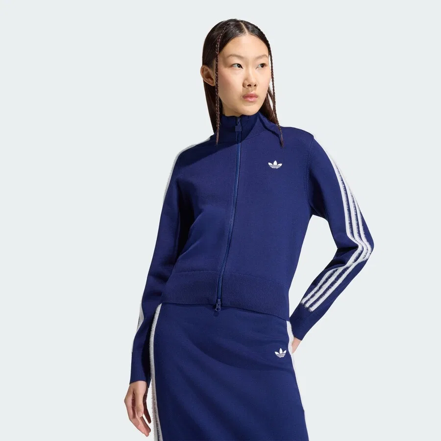 Вязаный кардиган ADIDAS ORIGINALS 'Firebird' темно-синего цвета — фото 2