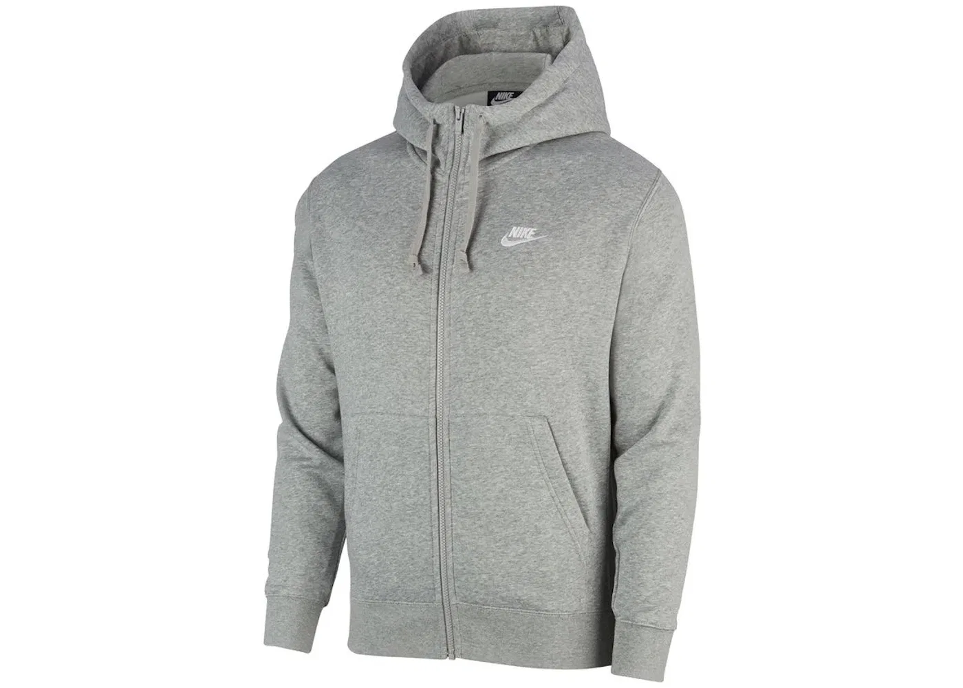 Мужская худи-куртка на молнии Nike Club Fleece, Dark Grey Heather Matte Silver White
