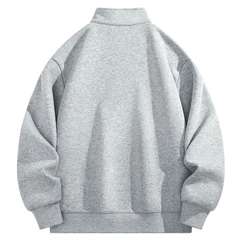 Свитшот детский с воротником-стойкой MINISO, [Fleece-Lined]Navy Blue (Reversed Smiling Chest Logo) — фото 4