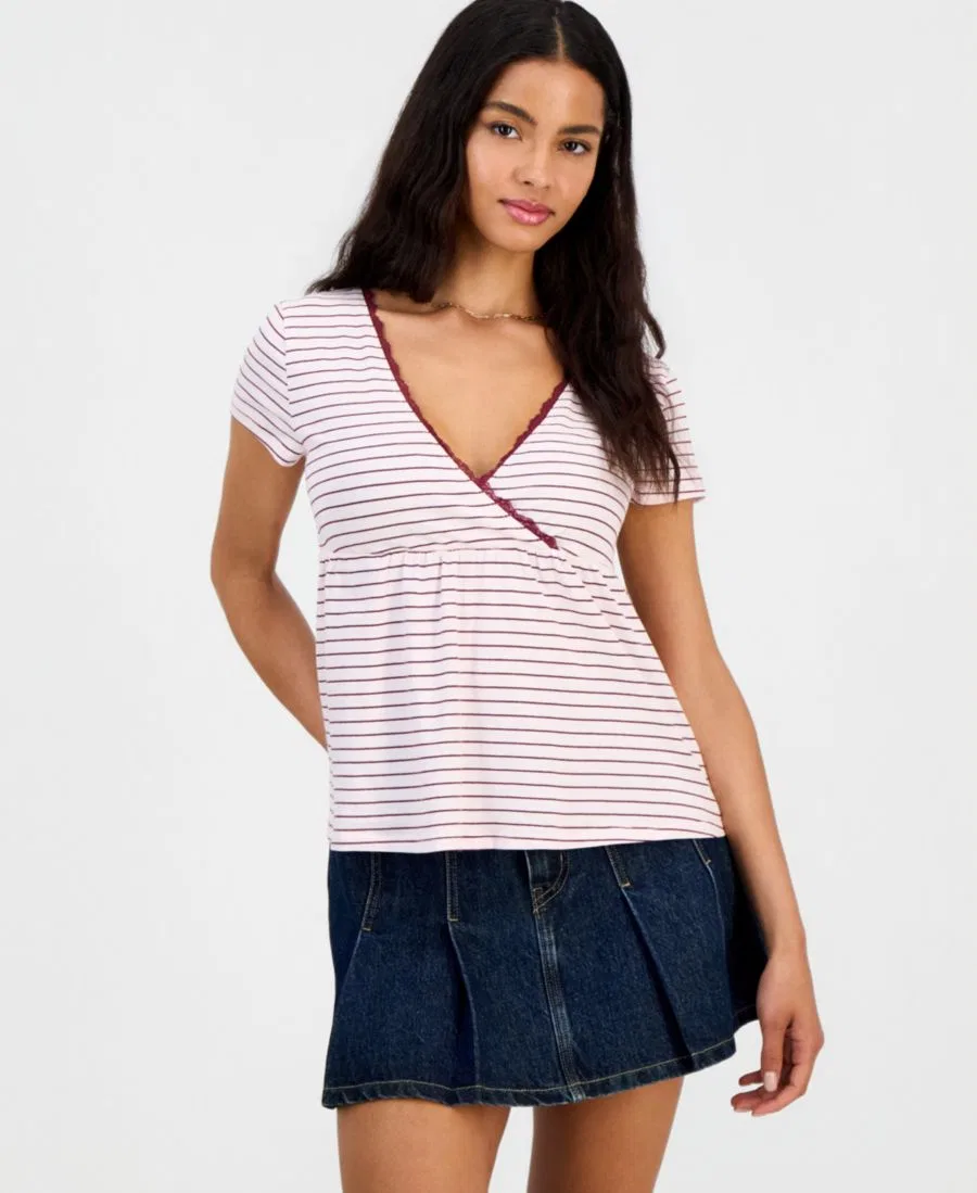 Топ-бэбидолл с запахом, с цветочным принтом Hippie Rose, Pink/Burgundy Stripe