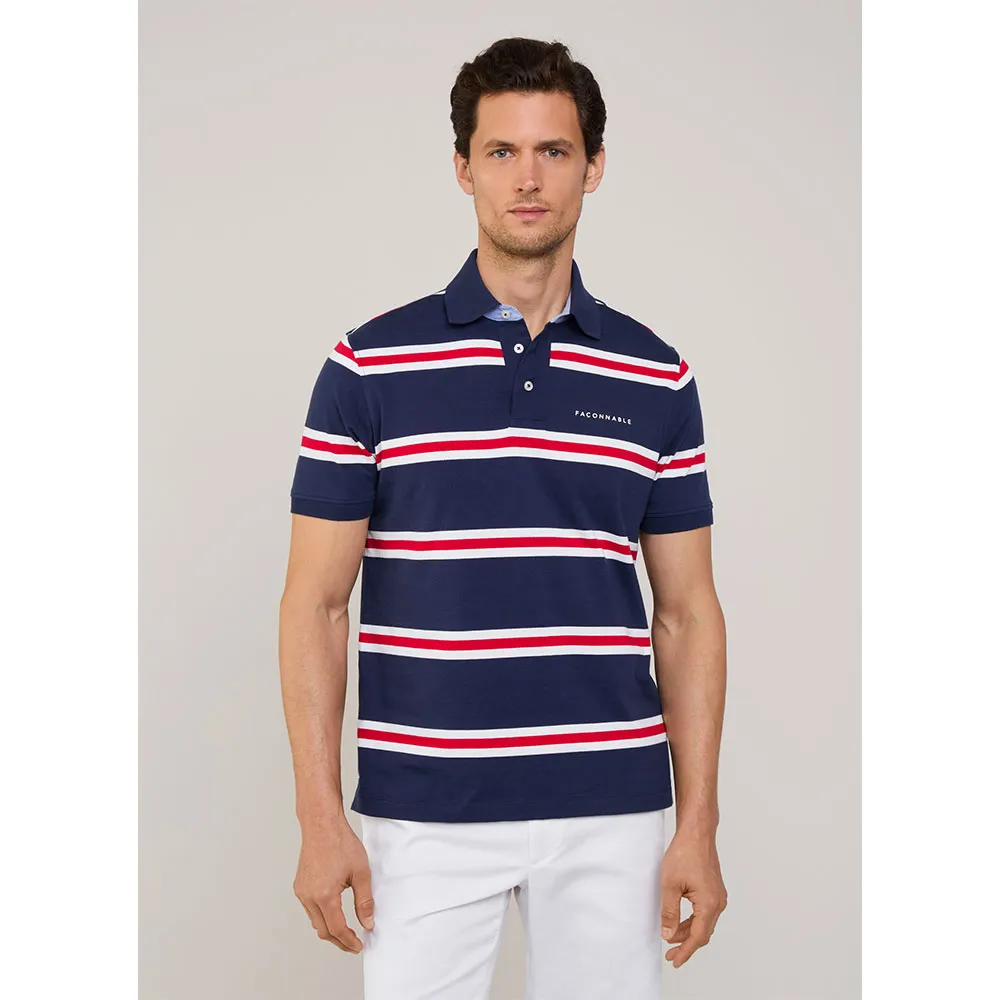 

Поло с коротким рукавом Façonnable Large Stripe, синий