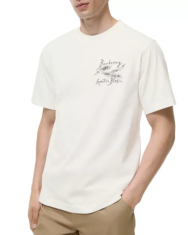 Мужская футболка с принтом Feather Print Burberry, Chalk White
