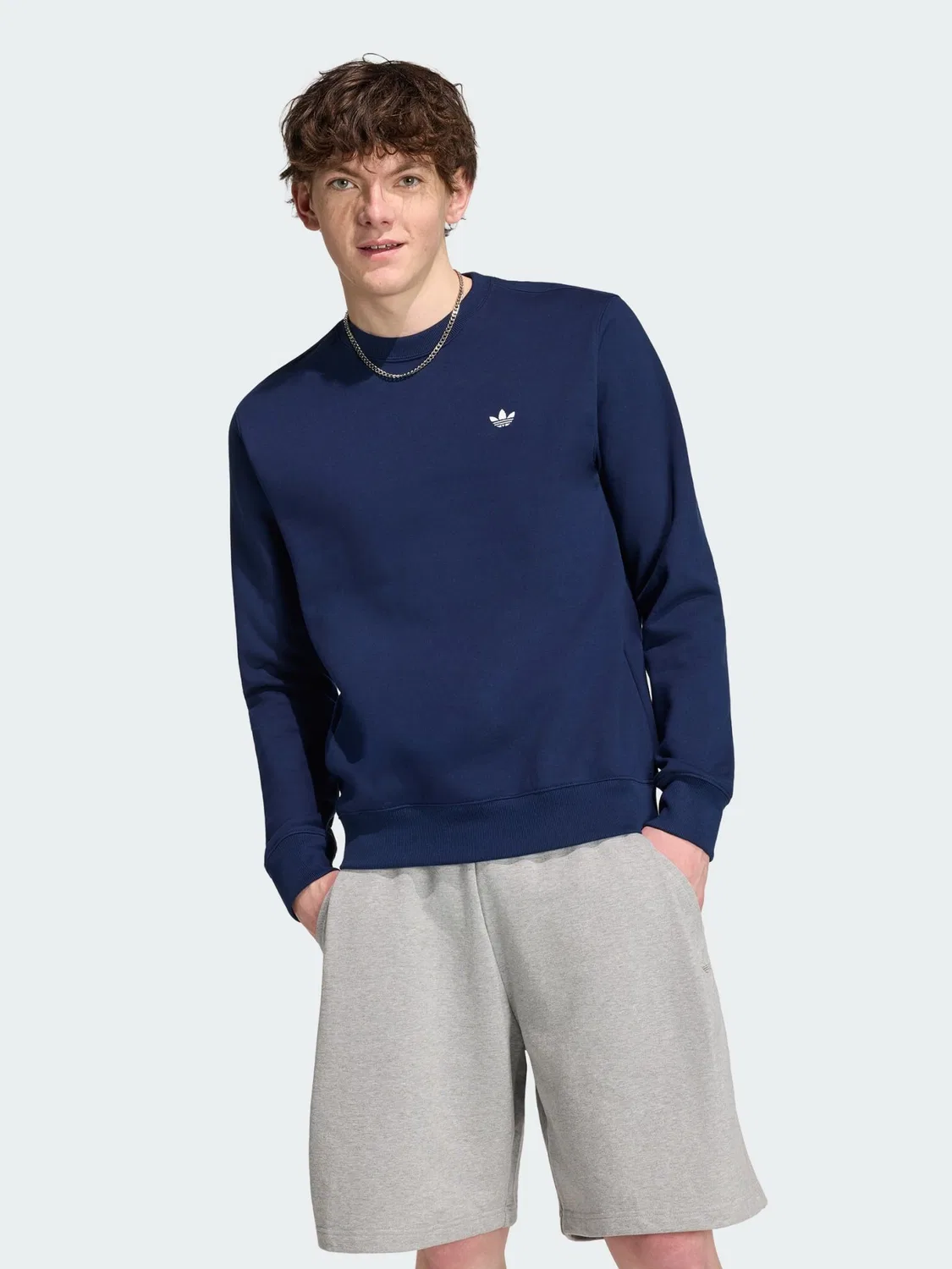 Мужская толстовка стандартного кроя Trefoil Essentials Adidas, темно-синий