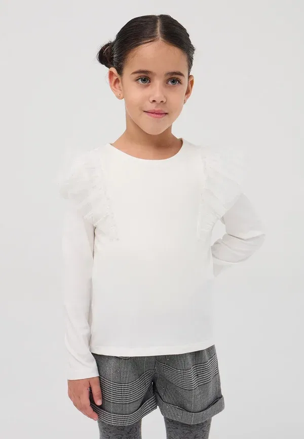 Футболка с длинным рукавом из хлопка Long sleeved top Terranova, Bianco Lana, белый — фото 2