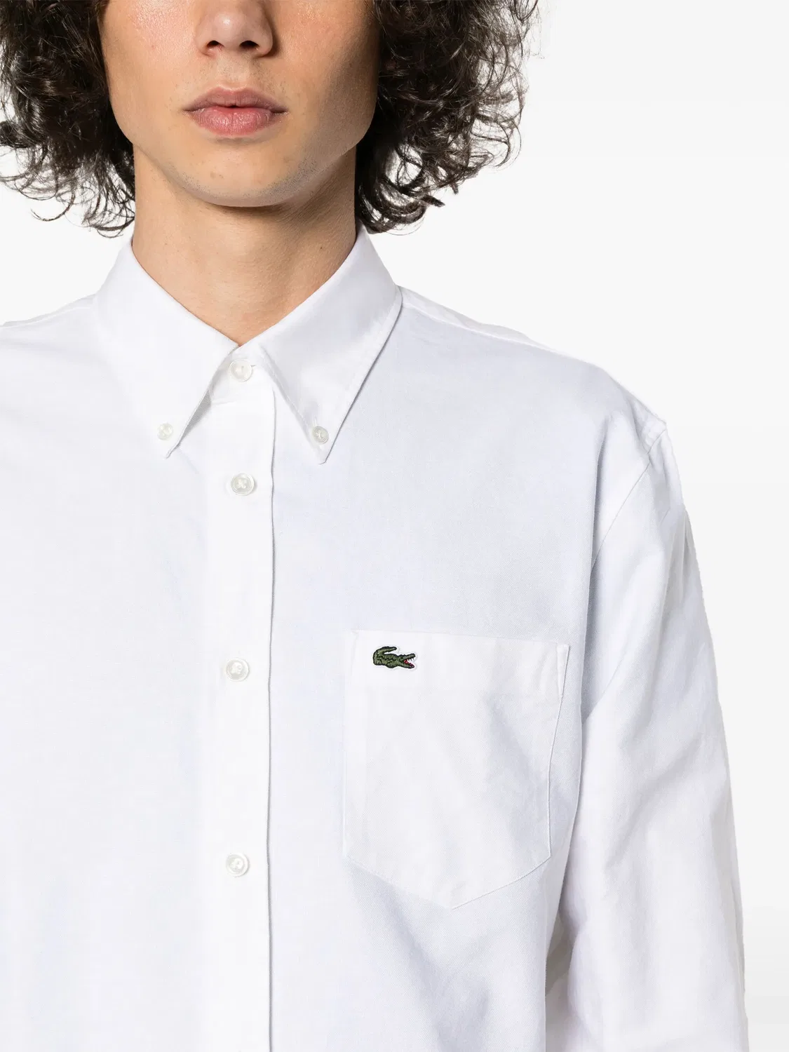Рубашка из органического хлопка с логотипом Lacoste, белый — фото 4