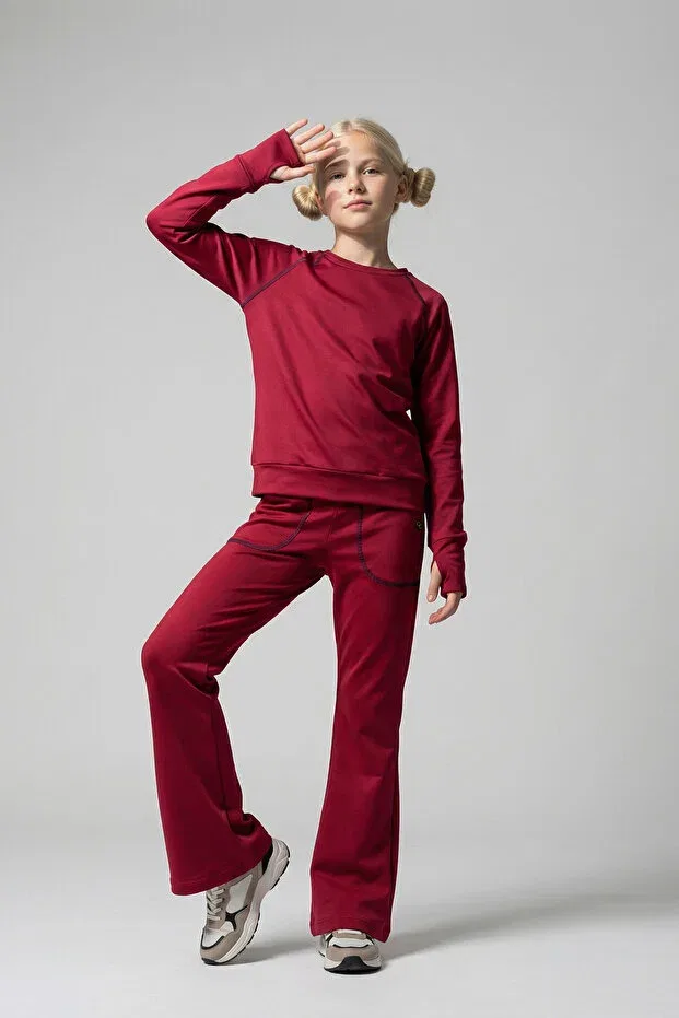 Детские леггинсы для девочек с флисом Flexy i Flared, Colorinas, Red — фото 3