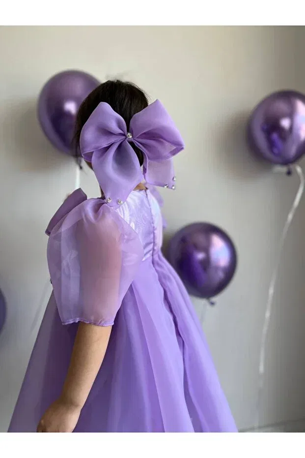 Детское платье для девочек с длинным рукавом Sare Çocuk Giyim, Purple — фото 4