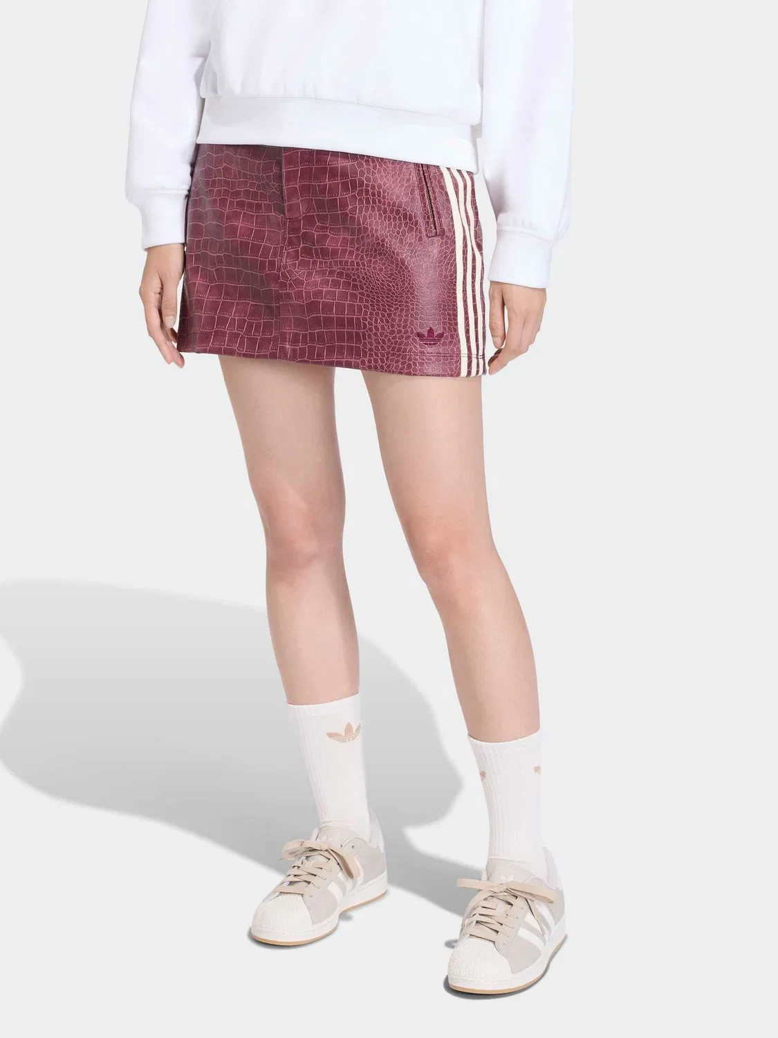 Юбка из искусственной кожи с принтом adidas originals, белый/красный