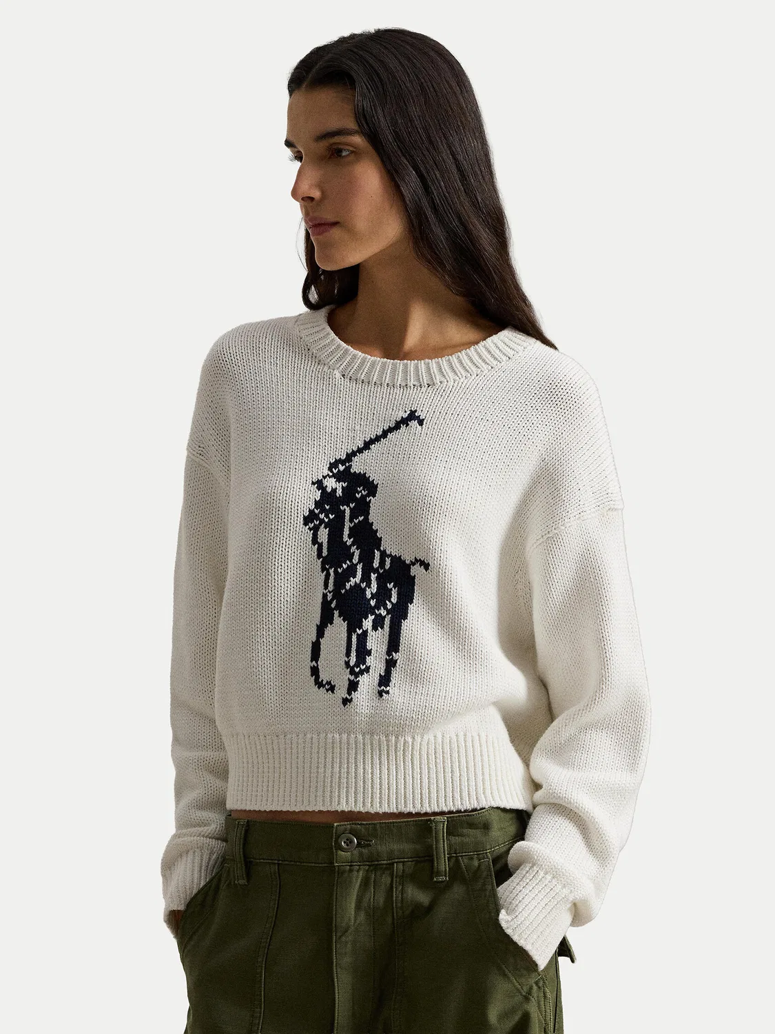 Женский пуловер свободного кроя Polo Ralph Lauren, белый