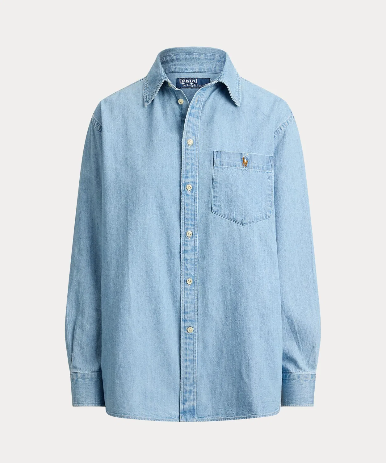 Женская джинсовая рубашка оверсайз с длинным рукавомBig Denim Shirt POLO RALPH LAUREN, Синий — фото 2