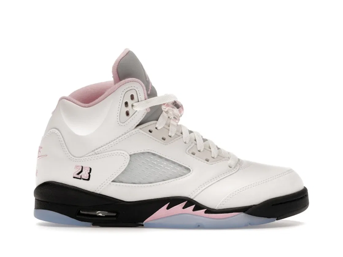 Детские кроссовки с замшей Medium Soft Pink Jordan 5 Retro Jordan, White/Medium Soft Pink/Black