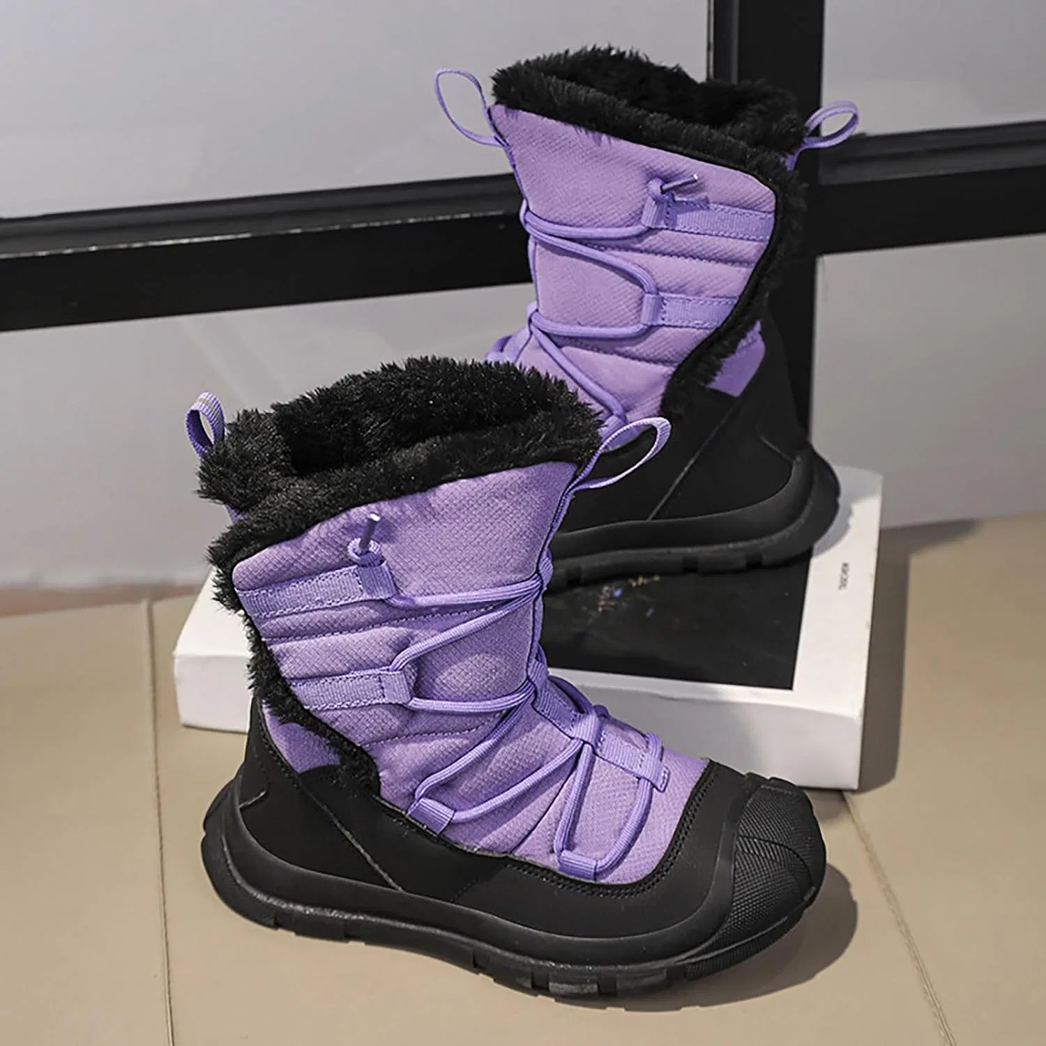 Детские зимние ботинки из флиса с регулируемыми ремешками, Purple — фото 2