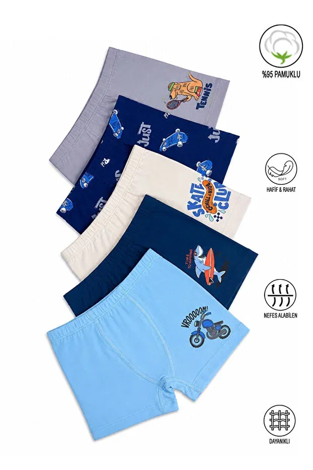Детские трусы-боксеры для мальчиков хлопковые Özkan 31802 pack of 5 boys' cotton mixed color pattern soft comfortable shorts boxers Özkan Underwear, Mixed Color