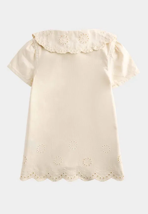 Платье-рубашка хлопковое Broderie collar - shirt dress Marks & Spencer, Light Cream — фото 2
