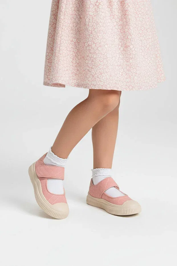 Детские повседневные льняные туфли для девочек Kids A More, Pink — фото 3