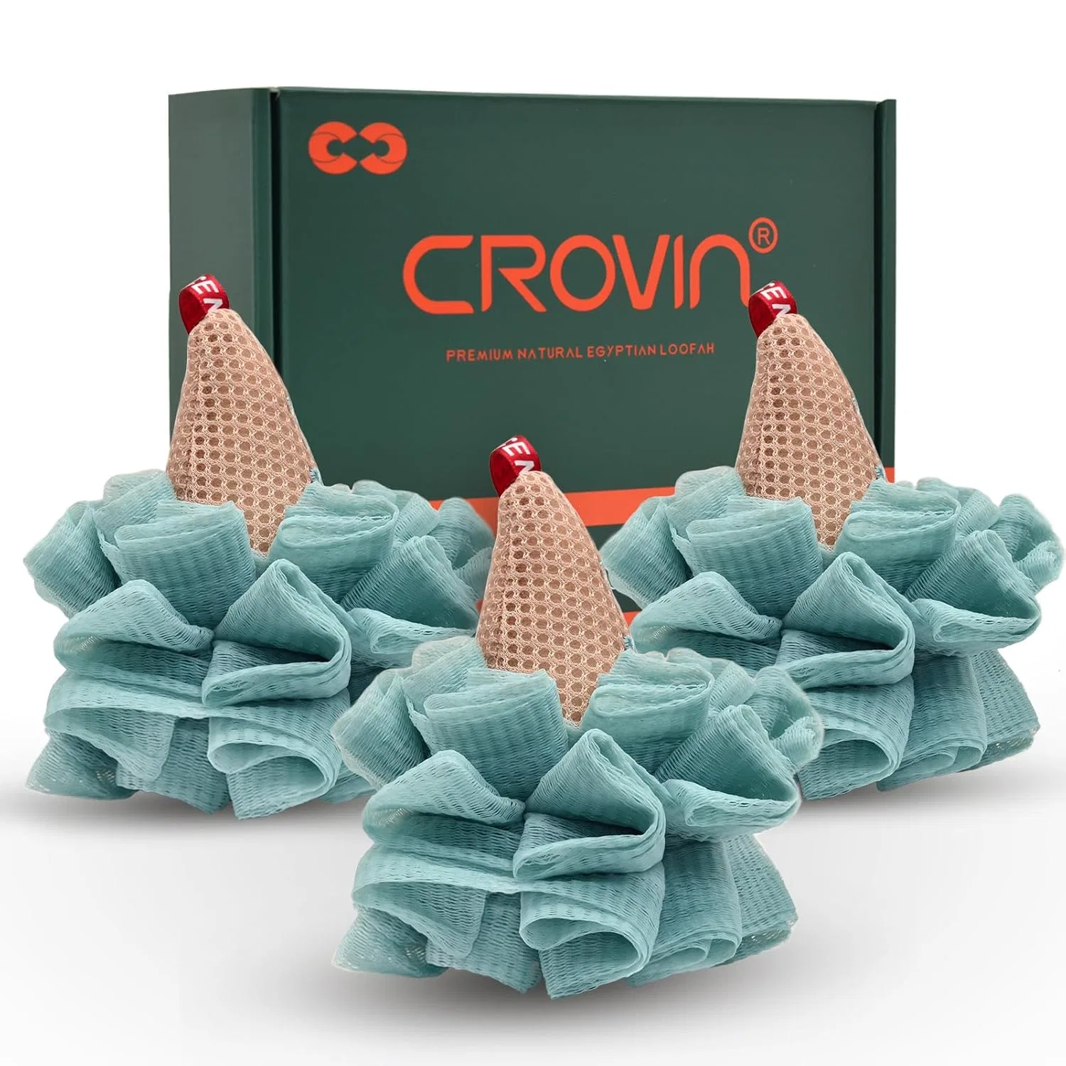 Мочалка для душа, CROVIN, набор 3 шт, синий