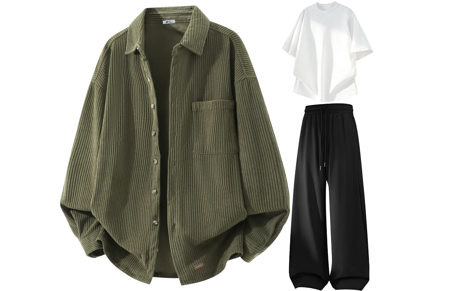 Детский комплект с воротником-стойкой Green White T-Shirt Black Pants WARRIOR