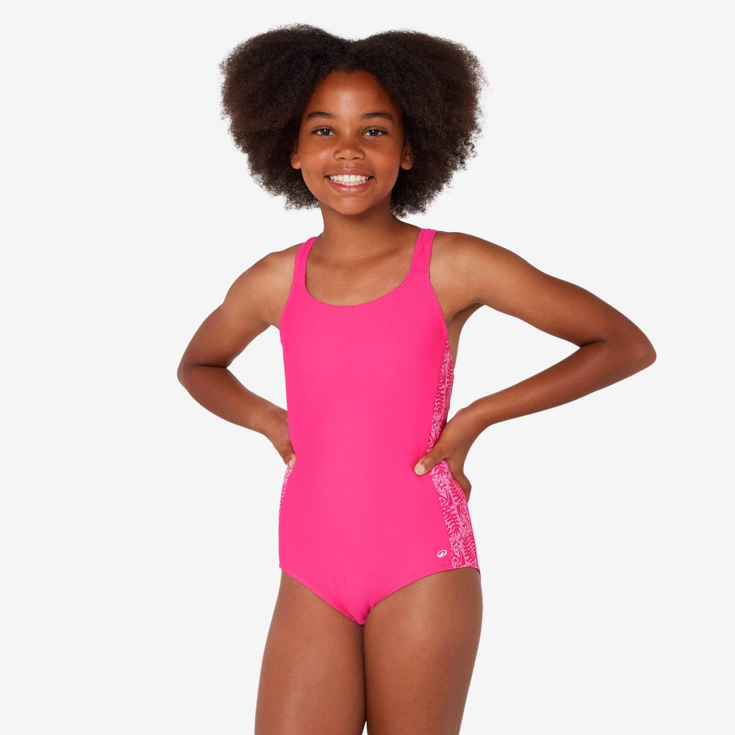 Детский купальник с V-образной спинкой Viki Decathlon, Magentapink / Begonienrosa